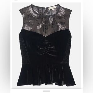 Rebecca Taylor velvet floral organza peplum top size 6